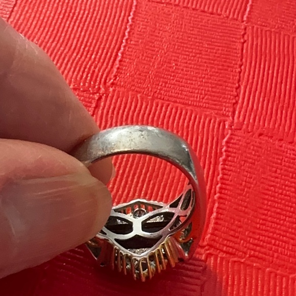 TOPAZ & BLUE ZIRCON SS RING, SIZE 7, STAMPED - Picture 2 of 6